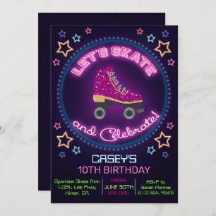 ANY AGE - Roller Schaats Verjaardagsuitnodiging Kaart
