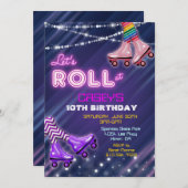 ANY AGE - Roller Schaats Verjaardagsuitnodiging Kaart (Voorkant / Achterkant)