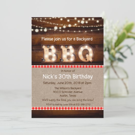 ANY AGE - Rustieke Backyard BBQ uitnodiging (Staand voorkant)