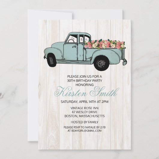 ANY AGE - Rustieke Bloemenwagen uitnodiging (Voorkant)