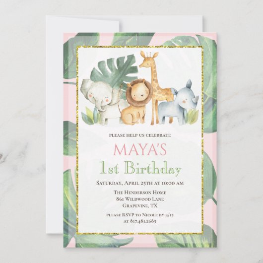 ANY AGE - Safari Dieren Oerwoud Dieren Verjaardag Kaart (Voorkant)