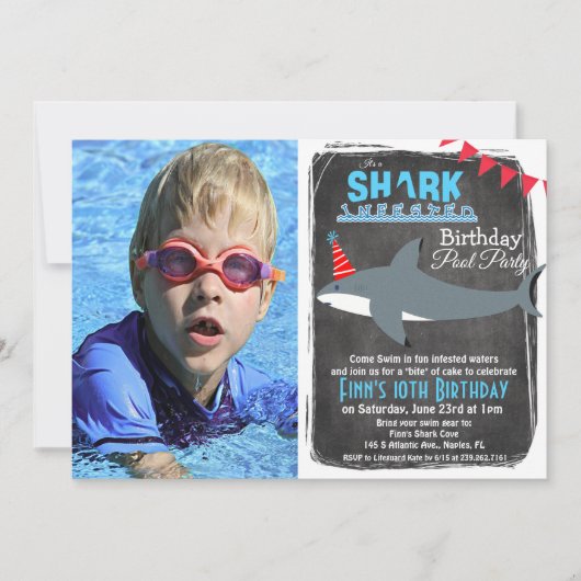 ANY AGE - Shark Pool Party Foto uitnodiging (Voorkant)