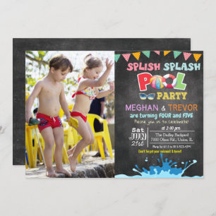 ANY AGE - Splish Splash Dual Pool Party uitnodigin Kaart
