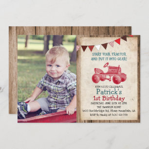 ANY AGE - Tractor Boy Verjaardagsuitnodiging Kaart