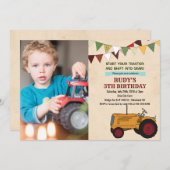 ANY AGE -  Tractor Verjaardagsuitnodiging Kaart (Voorkant / Achterkant)