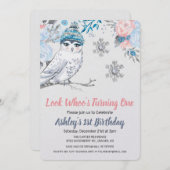 ANY AGE - Uil Bloemen Verjaardag uitnodiging (Voorkant / Achterkant)