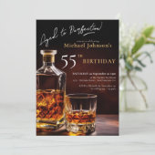 Any Age Verjaardag Zwart Goud Elegant Whiskey Part Kaart (Staand voorkant)