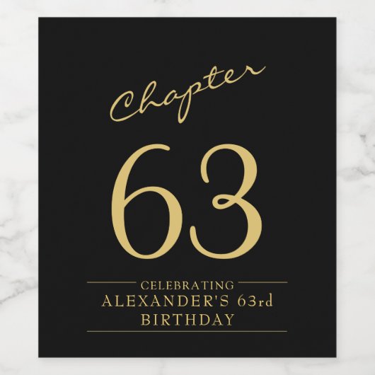 Any Age Verjaardag zwart goud Wijn Etiket (Enkel label)