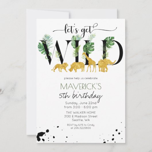 ANY AGE - Wild Birthday Oerwoud Safari Invitation Kaart (Voorkant)