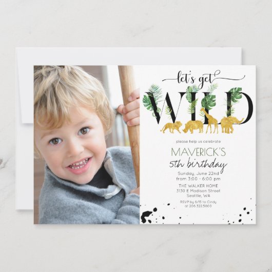 ANY AGE - Wild Birthday Oerwoud Safari Invitation Kaart (Voorkant)
