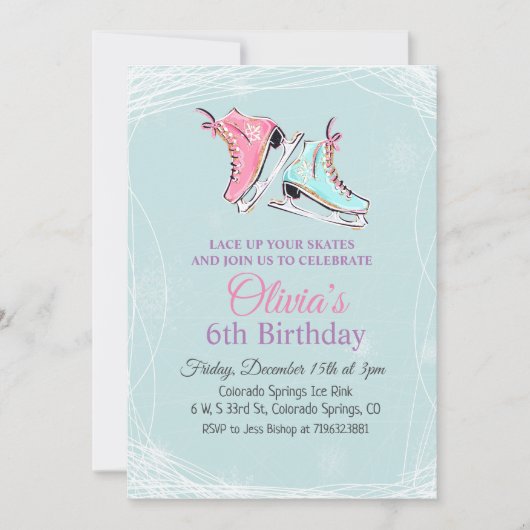 ANY AGE - Winter schaatsen Verjaardag uitnodiging (Voorkant)