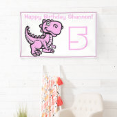 Any Age Wit en Roze T Rex Dinosaurus Verjaardag Spandoek (Insitu)