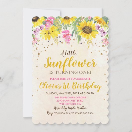 ANY AGE - Zonnebloem Verjaardag uitnodiging (Voorkant)