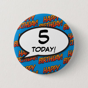 Any Birthday Age Fun Retro Comic Book Ronde Button 5,7 Cm