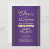 ANY Birthday Cheers Classic Border Paarse en Gold Kaart (Voorkant)