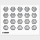 ANY Birthday Cheers Elegant Zwart Zilver Faux Foli Ronde Sticker (Vel)