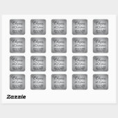 ANY Birthday Cheers Elegant Zwart Zilver Faux Foli Vierkante Sticker (Vel)