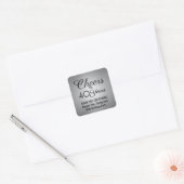 ANY Birthday Cheers Elegant Zwart Zilver Faux Foli Vierkante Sticker (Envelop)