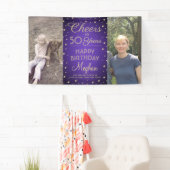 ANY Birthday Cheers geborsteld Paarse & Gold 2 Fot Spandoek (Insitu)