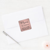 ANY Birthday Cheers Zwart en Roos Gold Faux Folie Vierkante Sticker (Envelop)