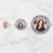 ANY Birthday Cheers Zwart Silver Faux Folie 3 Foto Confetti (Achterkanten)