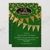 Any Birthday Emerald Gold Pennant Banner Confetti Kaart (Voorkant / Achterkant)