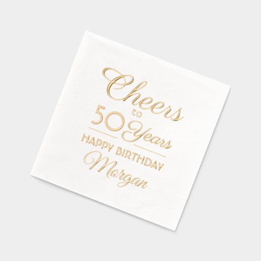 ANY Birthday juicht elegante klassieke script echt Folie Servetten (Links)