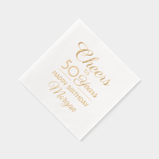 ANY Birthday juicht elegante klassieke script echt Folie Servetten (Rechts)