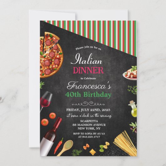 ANY EVENT - Italiaans diner verjaardagsuitnodiging Kaart (Voorkant)