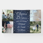 ANY Jubileum Cheers 4 Foto Navy Blauw en Wit Spandoek (Horizontaal)