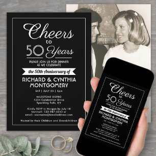 ANY Jubileum Cheers Elegante foto Zwart & Wit Kaart