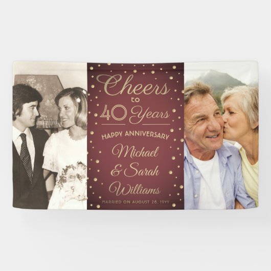 ANY Jubileum Proost 2 Foto Bourgondië en Goud Spandoek (Horizontaal)