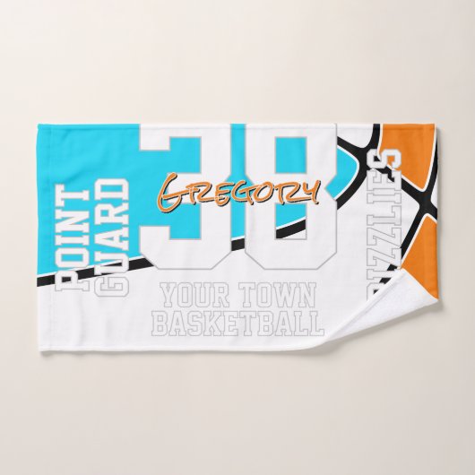 ANY team colors basketball athlete name (Serviette à main)