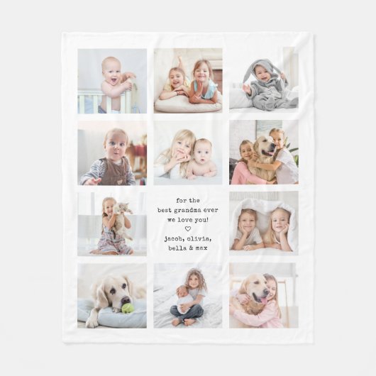 Any Text 11 Photo Collage Simple Modern Keepsake Fleece Deken (Voorkant)