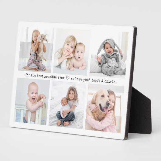 Any Text 6 Photo Collage Modern Minimal Keepsake Fotoplaat (Zijkant)