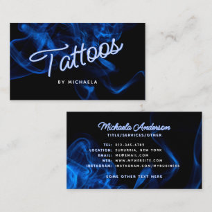*ANY TEXT* Modern Blauw Neon & Rook Tattoo Visitekaartje