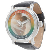 Any Year Retro Sunset Photo 1st Anniversary Horloge (Gekanteld)