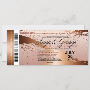 Anya Koper Roze Goud Folie Grunge Bruiloft Kaart
