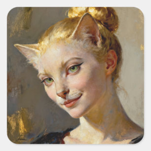 “Anya, Meticuleus tevreden” – Een vrouwelijke kata Vierkante Sticker