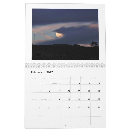 Anza, Californie Calendrier de douze mois (Feb 2027)