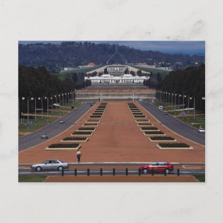 Anzac Parade and Parliament House, Canberra, Ooste Briefkaart