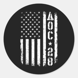 AOC 2028 Amerikaanse vlag Ronde Sticker