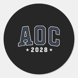 AOC 2028 Eenvoudige Preppy Varsity Tanktop Ronde Sticker