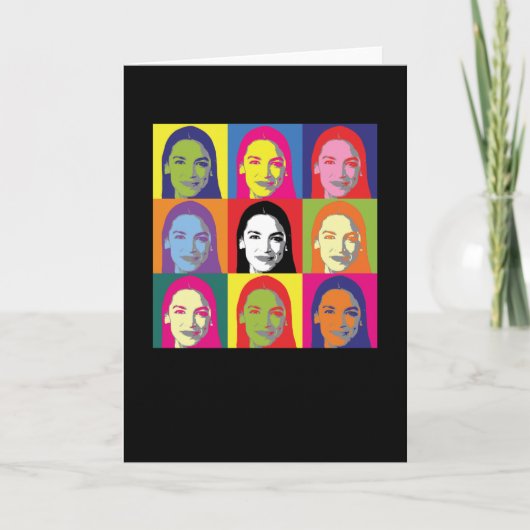 AOC Alexandria Ocasio-Cortez Retro  Pop Art Kaart (Voorkant)
