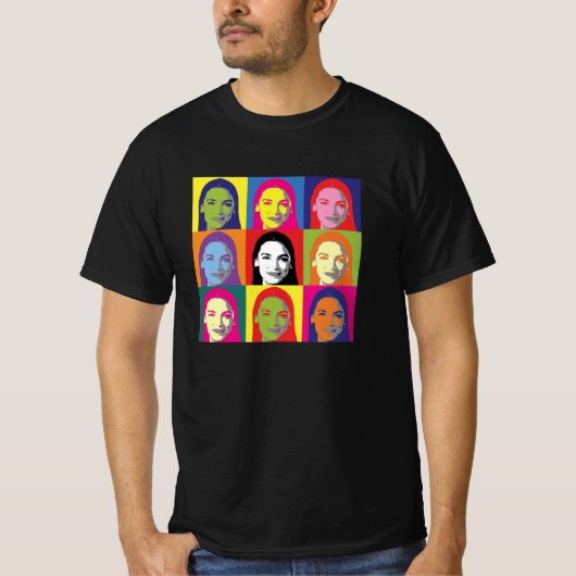 AOC Alexandria Ocasio-Cortez Retro  Pop Art T-shirt (Voorkant)