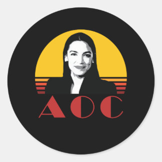 AOC Alexandria Ocasio-Cortez Retro Vintage Ronde Sticker