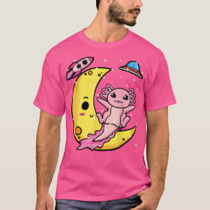 Aolotl on moon salamander Outer Space Astronaut T-shirt