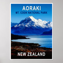 Aoraki Nieuw-Zeeland Reisposter Poster