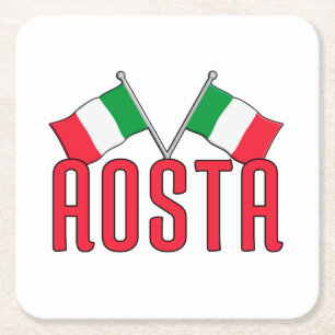 AOSTA Italië Vlaggen Vierkante Kartonnen Onderzetter
