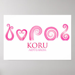 Aotearoa New Zealand Koru - roze Poster